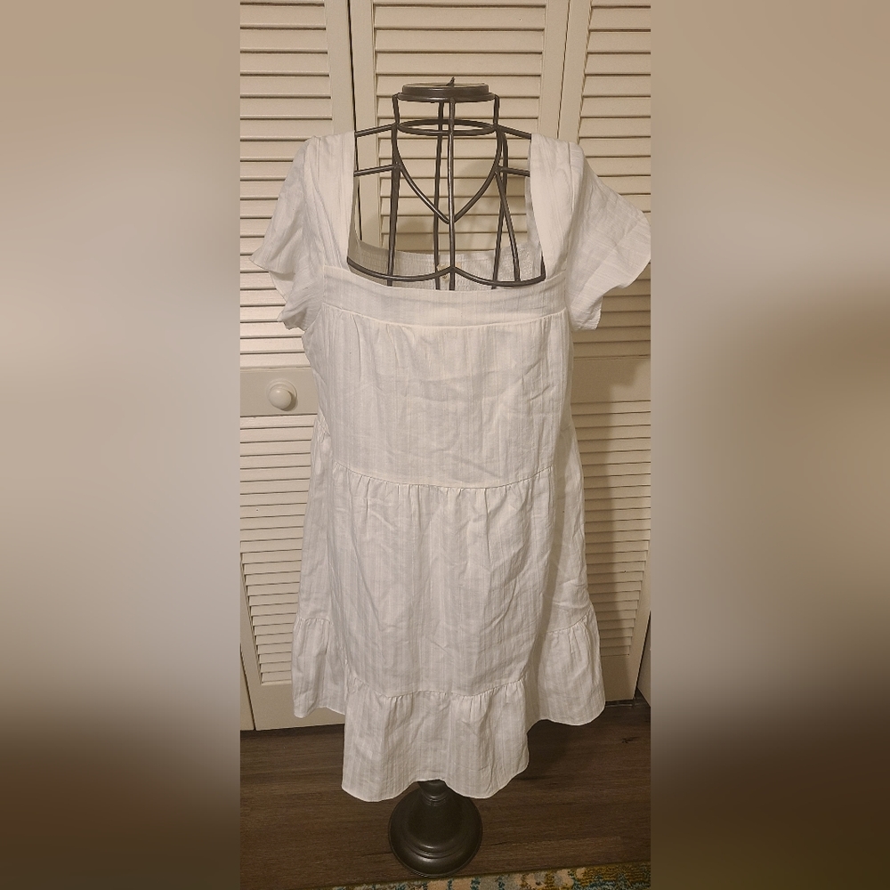 Copper Key White Linen Dress